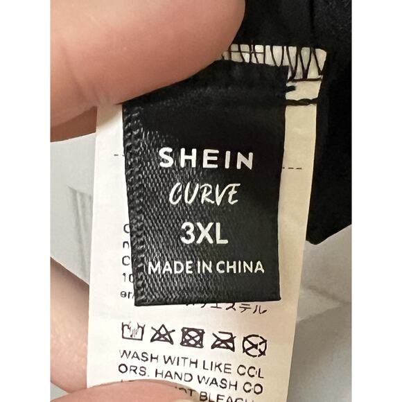 SHEIN Curve Women’s Black Chiffon Lace Blouse Top Plus Size 3XL EUC - Picture 4 of 9